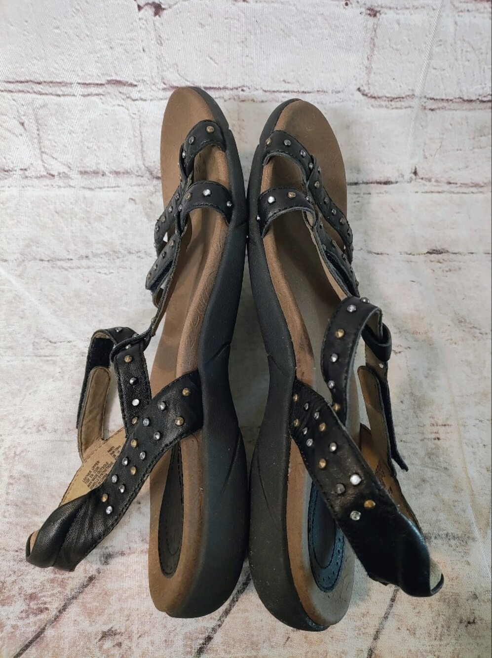 Taos Party Sandals Leather Strappy Studded Comfort Brown Sandals 10 - Picture 9 of 13